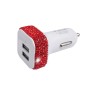 Diamond-Studded Dual USB Cigarette Lighter Car Charger(Big Red)