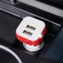 Diamond-Studded Dual USB Cigarette Lighter Car Charger(Big Red)