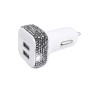 Diamond-Studded Dual USB Cigarette Lighter Car Charger(Bright Black)