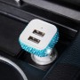 Diamond-Studded Dual USB Cigarette Lighter Car Charger(Lake Blue)