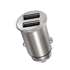 C8-A01 Mini Zinc Alloy Dual USB Car Charger With Ambient Light, Current: 4.8A (Silver)