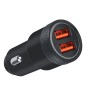 Aluminum Alloy Cigarette Lighter Applicable Car Charger, Model: Black Double QC