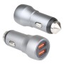 Aluminum Alloy Cigarette Lighter Applicable Car Charger, Model: Gray Double QC