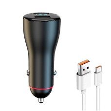 Multifunctional Cigarette Lighter Dual USB Fast Charge Digital Display Car Charger 66W + 22.5W + Data Cable