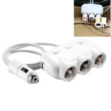 JOYROOM C-M206 5V/3.1A Smart TriCore Chip Dual USB Port Quick Charge Car Charger + Independent Three-hole Car Cigarette Lighter for Cars & Pickups & SUV & Smartphones & Tablets & Power Bank & PSP & PDA & GPS & MP3 & MP4 and other USB-charged Devices(White