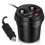 HSC YC-33 Car Cup Charger 3.1A Dual USB Ports Car 12V-24V Double Switch Charger with 2-Socket Cigarette and Voltage Monitoring(Black)