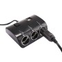 Olesson Plastic Shell 120W 3 Sockets Car Cigarette Lighter Car Charger with Dual USB Ports And a Control Switch(Black)