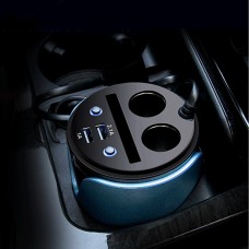 HSC YC-19 CAR CUP Зарядное устройство 2.1A/1A Двойное USB-порты CAR 12V-24V Зарядное устройство с 2-сокетном сигаретом и кардами (синяя)