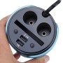 HSC YC-19 Car Cup Charger 2.1A/1A Dual USB Ports Car 12V-24V Charger with 2-Socket Cigarette and Card Socket(Blue)
