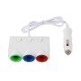 HECHENGLI HC-303 Plastic Shell 120W 3 Sockets Car Cigarette Lighter Car Charger with 3.1A Dual USB Ports Colorful Indicator Light Three Independent Control Switch