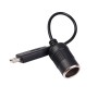 Car Converter USB Port to Car Cigarette Lighter Socket Female 5V to 12V Boost Power Adapter Cable (Black)