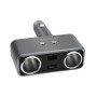 SHUNWEI SD-1925 120W 3A Car 2 in 1 Dual USB Charger 90 Degree Free Rotation Cigarette Lighter(Grey)