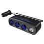 SHUNWEI SD-1939 120W 3A Car Independent Switch 3 in 1 Dual USB Charger Cigarette Lighter (Black)