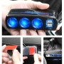 SHUNWEI SD-1939D 120W QC3.0 Car 3 in 1 Dual USB Charger Cigarette Lighter