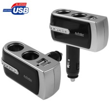 In Car 2x USB & Twin Sockets for GPS / Mobile Phone / PDA