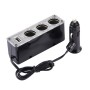 WF-0096 Triple Socket 12V/24V Car Cigarette Lighter USB Power(Black)