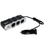 WF-0120 12V / 24V 3 Way Triple Sockets USB Car Cigarette Lighter Socket Splitter Charger(Black)