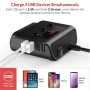 TR12 3 in 1 100W 4USB Car Cigarette Lighter with Switch Voltage Display