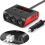 TR12 3 в 1 100W 4USB CAR Sigarette Ligher с дисплеем напряжения выключателя (черный красный)