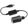 Car Converter Adapter Wired Controller USB to Cigarette Lighter Socket 5V to 12V Boost Power Adapter Cable(Black)