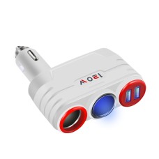 Car 1 In 2 Cigarette Lighter Car Multi-Function Mobile Phone Charger USB 12/24V Universal Fast Charge(White Red)