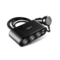 YANTU One Tow Three Car Digital Electronic Dual USB Cigarette Lighter, Specification: 3 Holes