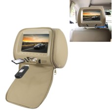 Car 1080P HD Headrest Screen Display MP5 Player Support USB/SD Playback / FM Transmission with Zipper (Beige)