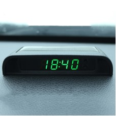 Solar Night Light Car Clock Automotive Electronic Clock Temperature Time+Date+Week+Temperature(Green Light)