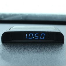 Solar Night Light Car Clock Automotive Electronic Clock Temperature Time+Date+Week+Temperature(Blue Light)