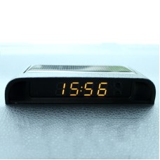 Solar Night Light Car Clock Automotive Electronic Clock Temperature Time+Date+Week+Temperature(Warm Light)