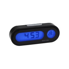 K02 Car Electronic Clock Temperature Meter Night Light LED Temperature Time Meter(Black Blue Light)