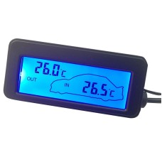 Car Inside and Outside Backlit Mini Digital Thermometer(Blue)
