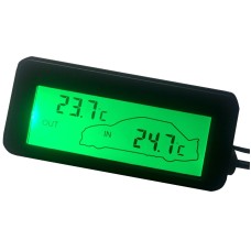 Car Inside and Outside Backlit Mini Digital Thermometer(Green)
