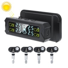 Car High Precision Solar Charging Tire Pressure Monitoring System TPMS, Built-in Beep Sensor