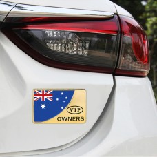 Universal Car Australia Flag Rectangle Shape VIP Metal Decorative Sticker (Gold)
