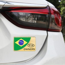 Универсальный автомобиль Бразилия Флаг прямоугольник форма VIP -металлическая декоративная наклейка (золото)