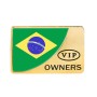 Universal Car Brazil Flag Rectangle Shape VIP Metal Decorative Sticker (Gold)