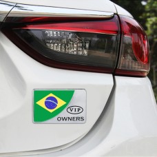 Универсальный автомобиль Бразильский флаг прямоугольник форма VIP -металлическая декоративная наклейка (серебро)