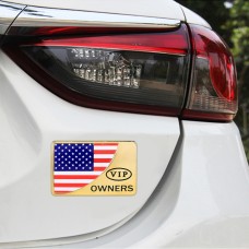 Universal Car USA Flag Rectangle Shape VIP Metal Decorative Sticker (Gold)