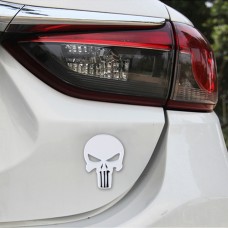 Pure White Skull Metal Car Sticker