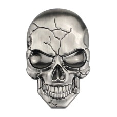 Трехмерная наклейка с черепной череп металлической автомобиль (цвет титана)