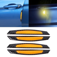 4 PCS Carbon Fiber Car Auto Side Door Edge Guard Protection Trims Reflective Stickers(Yellow)