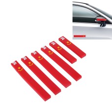 6 PCS D-03 Chinese National Flag Rear View Mirror Door Edge Guards Trim Molding Protection Strip Scratch Protector Car Door Guard Crash Barriers Sticker