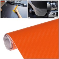 Декоративная 3D 3D Углеродное волокно ПВХ наклейка, размер: 152 см х 50 см (оранжевый)
