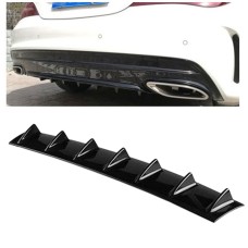 Universal Car Rear Bumper Lip Diffuser 7 Shark Fin Style Black ABS, Size: 85.3 x 79.8 x 13.4cm