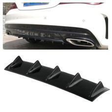 Universal Car Rear Bumper Lip Diffuser 5 Shark Fin Style Black ABS, Size: 58.4 x 53.3 x 15.2cm