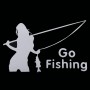 Красота Go Fishing Styling Offerice Car Sticker, размер: 14 см х 8,5 см (серебро)