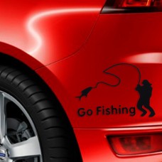 Go Fishing Styling Reflective Car Sticker, Size: 14cm x 9.5cm(Black)