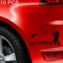 10 ПК Go Go Рыбалка Стильбальная наклейка с отражающей автомобилем, размер: 14 см х 9,5 см (черный)