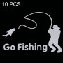 10 ПК Go Go Рыбалка Стильбальная наклейка с отражающей автомобилем, размер: 14 см х 9,5 см (серебро)